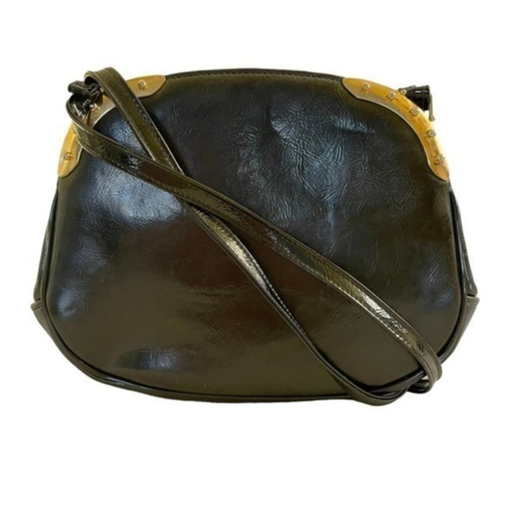 Vintage Meyers Black Leather Studded Satchel Shoulder Bag Purse